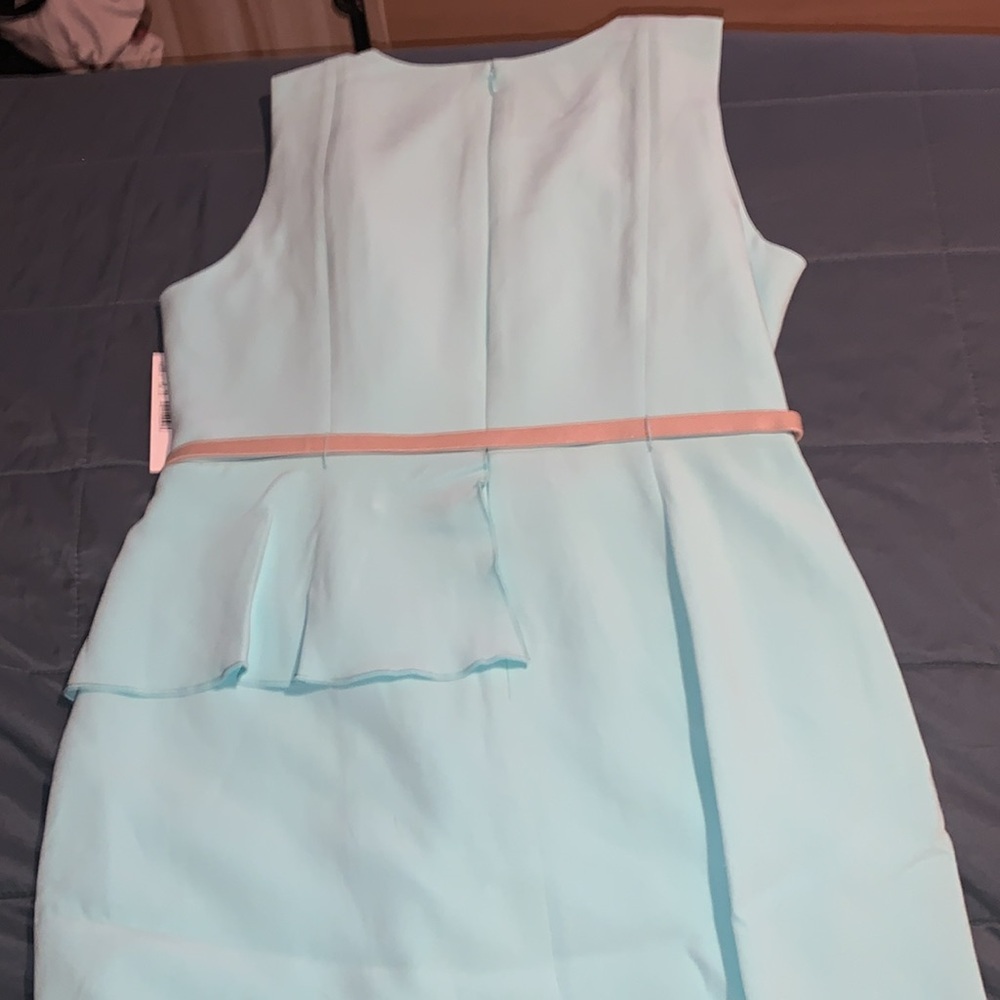 NWT designer Alex Marie Essex Sheath Dress size 14 plus size turquoise lined - Picture 6 of 10